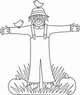 Scarecrow Coloring Clip Cute Outline Colorable Sweetclipart sketch template