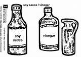Vinagre Sauce Soya Soja Aceto Colorare Vinegar Saus Vinaigre Soia Azijn Printable Educima Grote sketch template