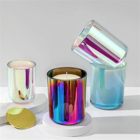 Iridescent Glass Candle Jar Double Iridescent Jar