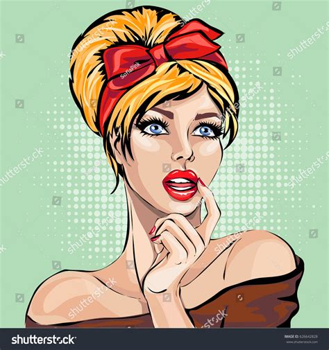 pin style sexy dreaming woman portrait stock vector