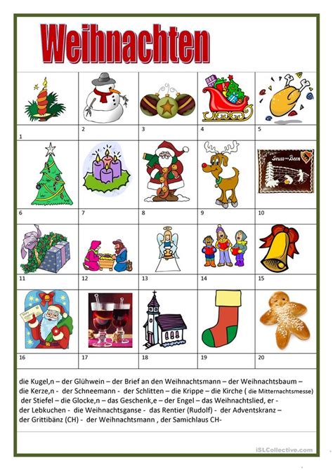 weihnachten deutsch daf arbeitsblatter