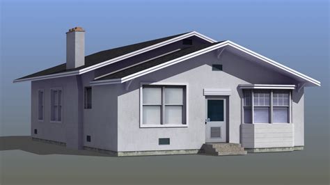 bungalow house  porch  model cgtrader