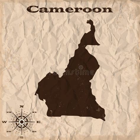 cameroon  map  grunge  crumpled paper vector illustration