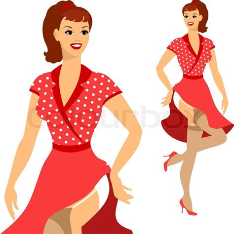 beautiful pin up girl 1950s style stock vector colourbox