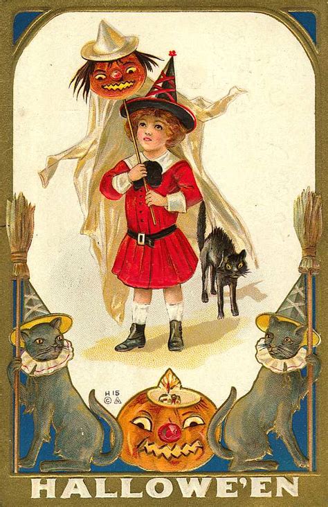 vintage halloween postcard      art   flickr