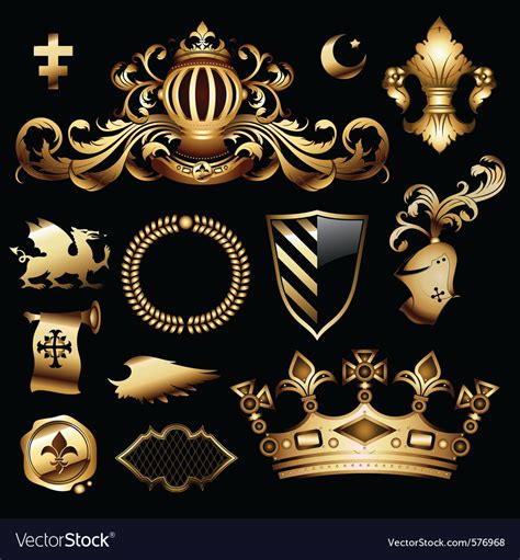 heraldic royal set royalty  vector image vectorstock