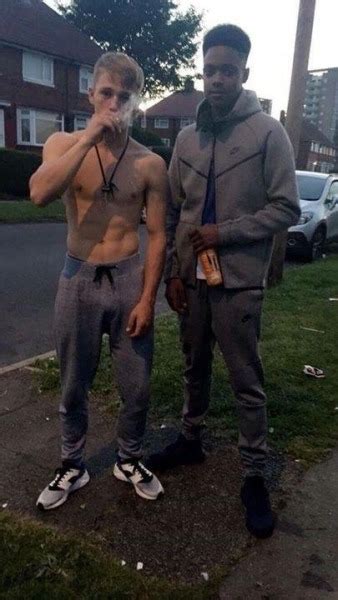 uk chav scally lad into tight leather gloves meets