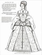Elizabeth Mary Coloring England Queens Kings Color Pages Colouring Tudor Fashion Historical Elizabethan Queen Book Clothing Renaissance Dress Adult British sketch template