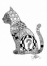 Coloring Zentangle Pages Cat Adults Kids Adult Color Print Animal Printable Detailed Kittens Discover Style Butterflies Pattern Book Children Cartoon sketch template