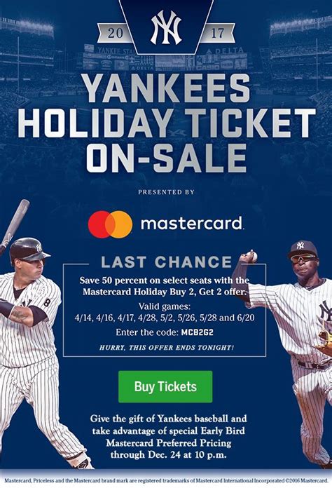 yankees holiday ticket  sale hosting yankees mastercard