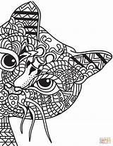 Zentangle Coloring Cat Pages Printable Mandala Adult Easy Choose Board Sheets Colorings Drawing Template sketch template