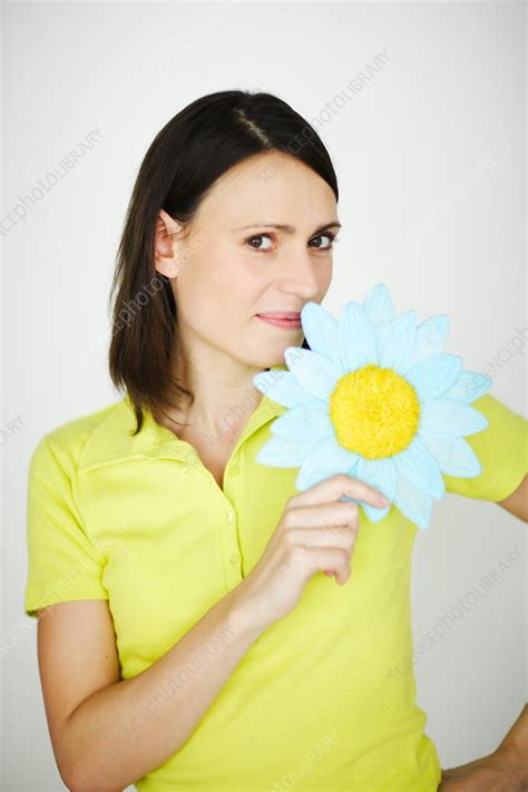 woman  flower stock image  science photo library