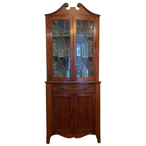large mahogany glass fronted corner cabinet  stdibs