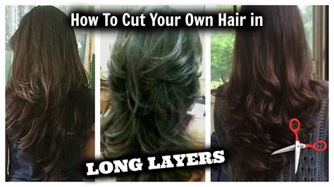 cut  hair  layers  home long layered hair cut diy