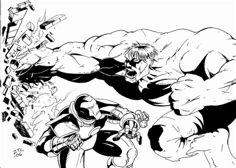 marvel superhero iron man   hulk fighting coloring page