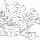 Coloring Pages Cute Food Cupcakes Hard Cupcake Colouring Adult Kids Color Printable Sheets Therapy Print Cartoon Cake Fun Getdrawings Adults sketch template