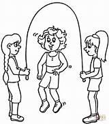 Rope Jump Skipping Coloring Pages Playing Kids Children Printable Clipart Jumping Color Colouring Sandbox Physical Drawing Education Popular Cliparts Ropes sketch template