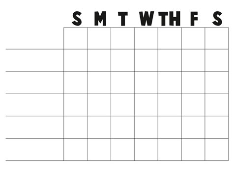 blank charts  print calendar template printable