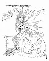 Coloring Fairy Halloween Printable Pages Witch Fairies Color Adult Adults Coloriage Bat Pumpkin Sheets Para Colorear Colouring Goth Digital Etsy sketch template