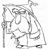 Wizard Coloring Pages Cartoon Old Outline Vector Cane Using His Color Oz Getcolorings Illustrations Colorin Leishman Ron sketch template