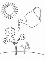Watering Coloring Plants Drawing Pages Kids Spring Plant Flower Clipart Water Cartoon Flowers Sheets First Color Print Printable Sun Getcolorings sketch template