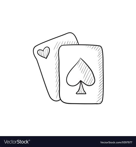 playing cards sketch icon royalty  vector image