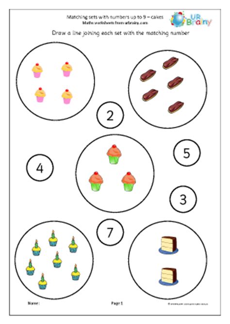 matching sets  numbers cakes counting  matching maths