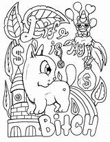 Coloring Swear Pages Word Adult Unicorn Colouring Cat Printable Popular Mermaid Book Animal Funny sketch template