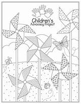 Abuse Prevention Month Pinwheel sketch template