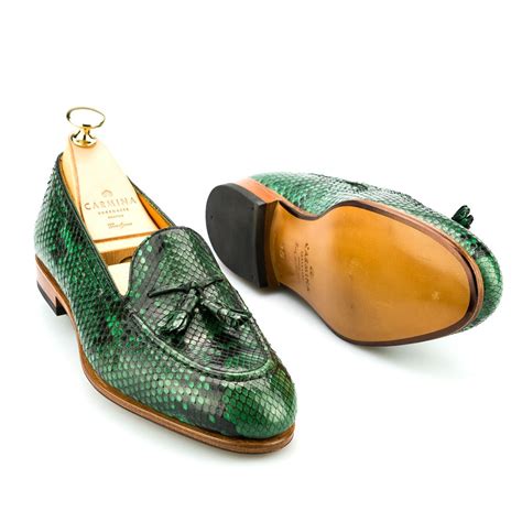 womens loafers  green piton