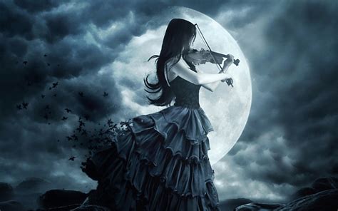 fond d écran 1440x900 px fille gothique lune violon 1440x900