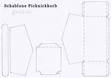 Picknickkorb Korb Bastelschablone Nachbasteln Schablone sketch template