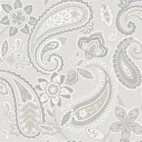 holden decor indira paisley pattern floral flower motif metallic wallpaper  grey silver