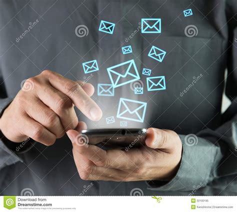 sending sms stock image image  screen internet mails