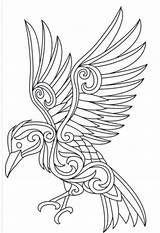 Embroidery Coloring Pages Ravens Designs Patterns Simple Drawing Crow Raven Viking Celtic Line Quilled Hand Adult Paper Baltimore Creations Tattoo sketch template