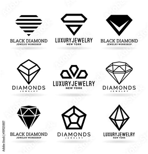 set  diamonds symbols  logo design elements  stock image