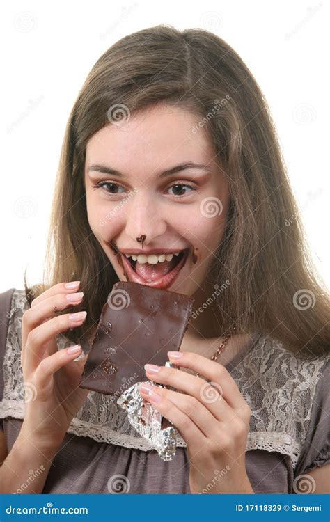 Woman Eat Chocolate Stock Image Image Of Caucasian Female 17118329