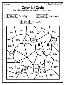 fables activities  boy  cried wolf emergent reader  writing