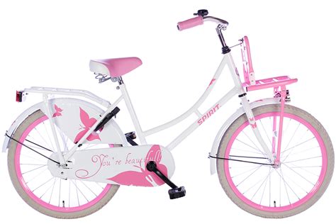 spirit omafiets wit roze   meisjesfiets fietsenplaatsnl