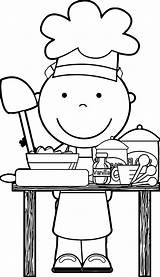 Coloring Cooking Kids Chef Clipart Clip Book Cute Pages Kitchen Kid Preschool Dinner Colouring Sheets Chefs Helpers Community Cliparts Library sketch template