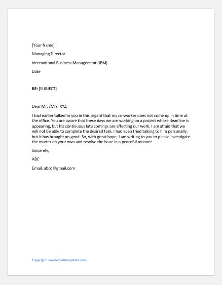 complaint letters  supervisor   reasons