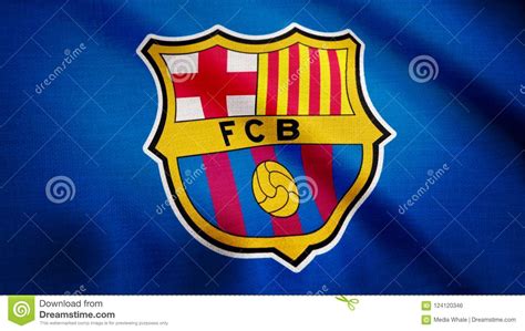 close  van golvende vlag met het embleem van de de voetbalclub van fc barcelona naadloze lijn