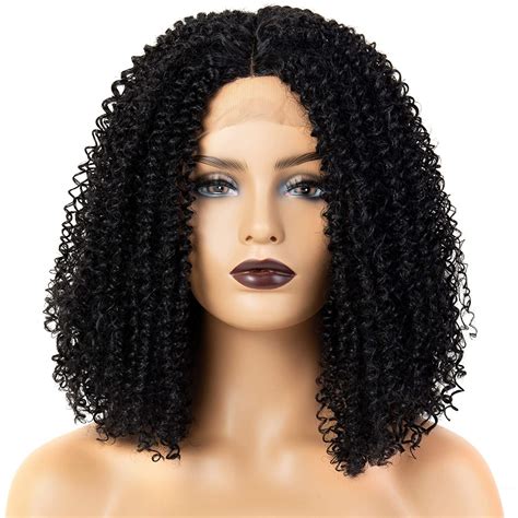Onedor Afro Kinky Curly Lace Front Wigs For African American Women 1b