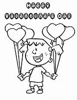 Coloring Pages Valentine Balloons Girl Little Valentines Kids Sheets Hearts sketch template