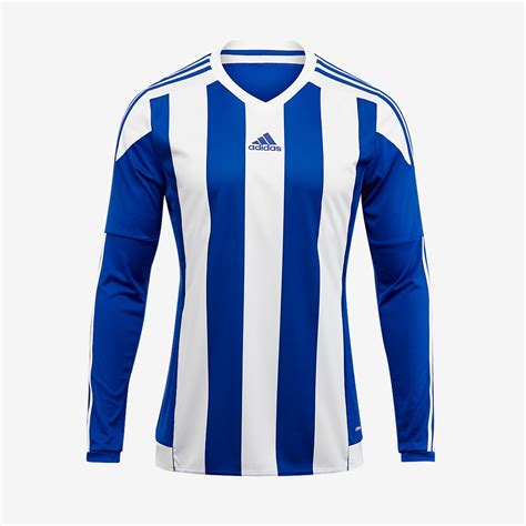 mens football teamwear adidas striped  long sleeve jersey bold bluewhite prodirect soccer