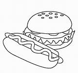 Hamburger Junk Nuggets Hotdog Alimentos Niños sketch template