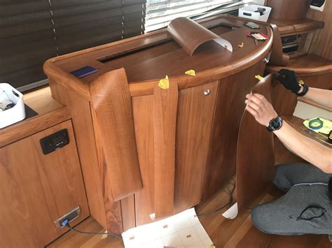 boat interior design  wood grain   interior vinyls