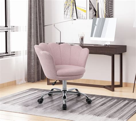 home office swivel chair linen fabric shell chair  adjustable height degrees swivel