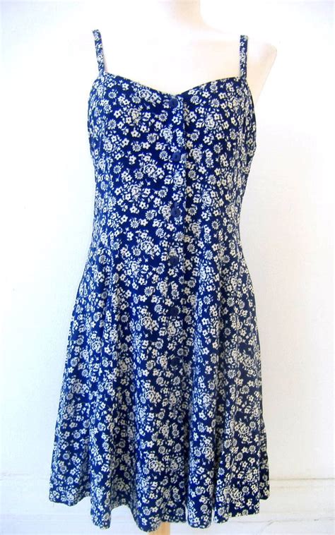 retro uk blue floral  dress