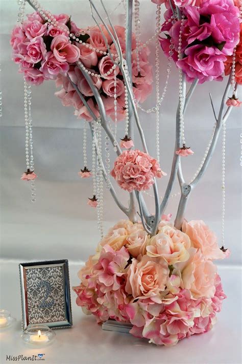easy   rose blossom tree wedding centerpiece